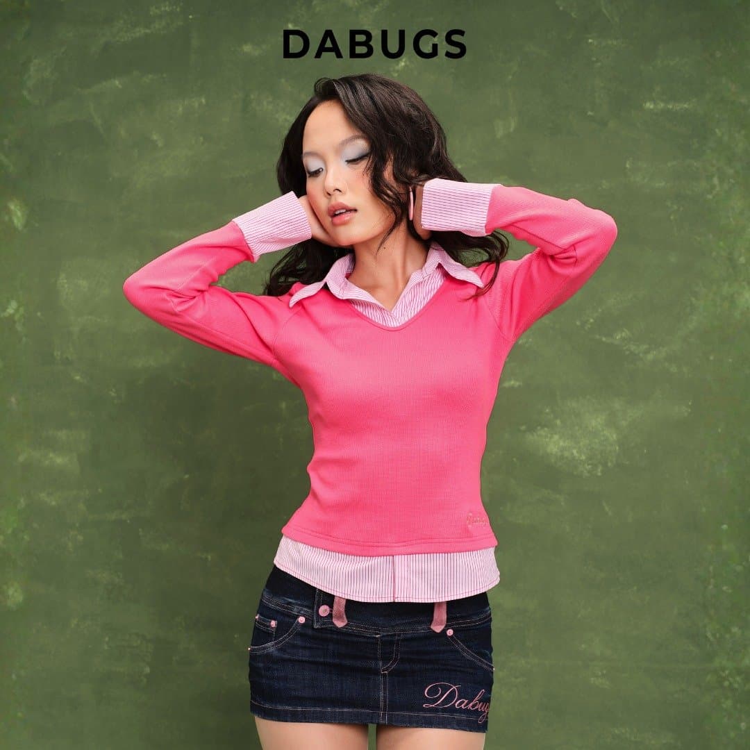 DABUGS Áo thun gân dài tay cổ sơ mi - Plastic Top - ASM-002