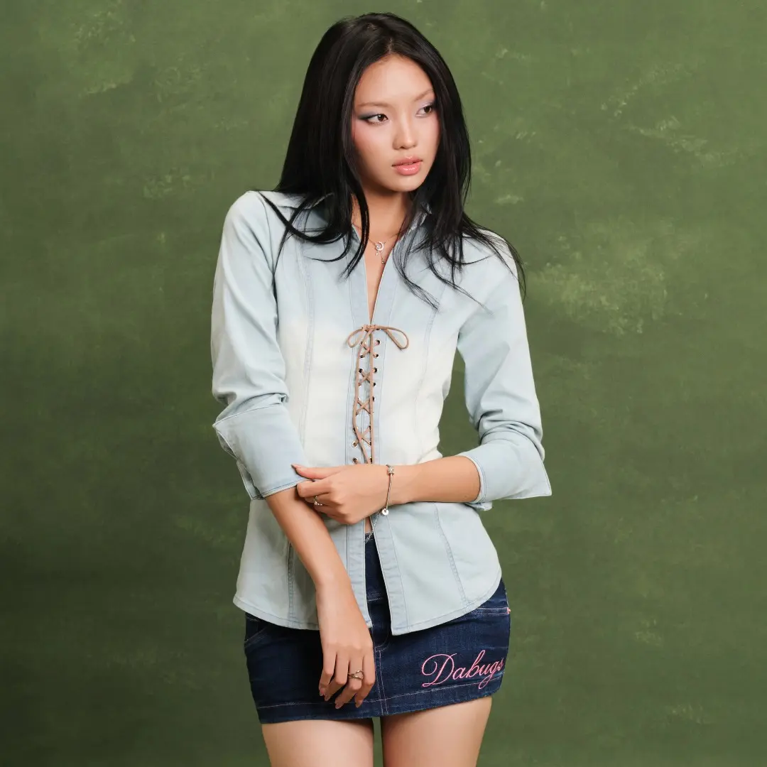 [XS-2XL] DABUGS Áo sơ mi denim đan dây co giãn - Msfortune Shirt - ASM-001