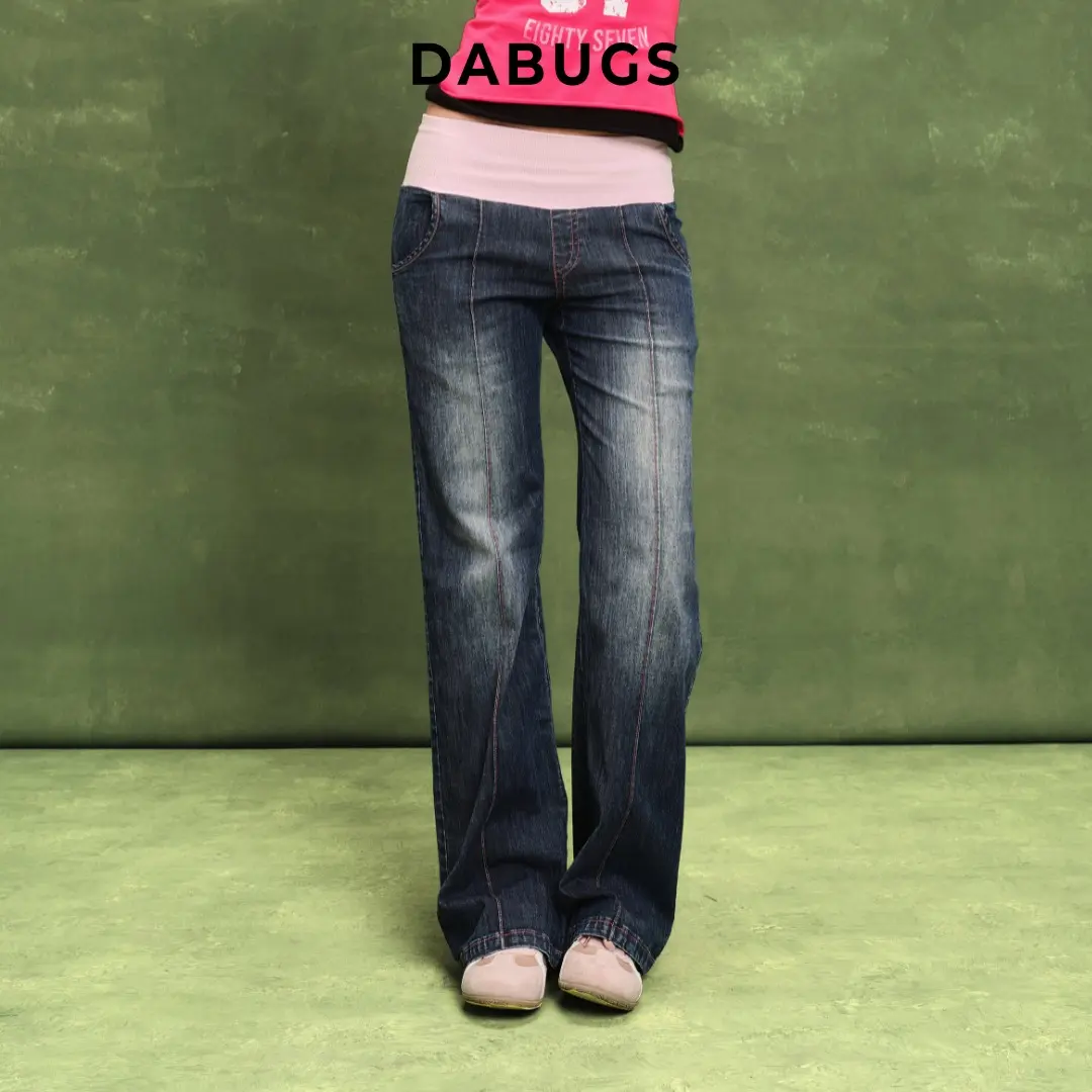 DABUGS Quần jeans ống đứng bo thun - Lollipop Jeans - QD-002