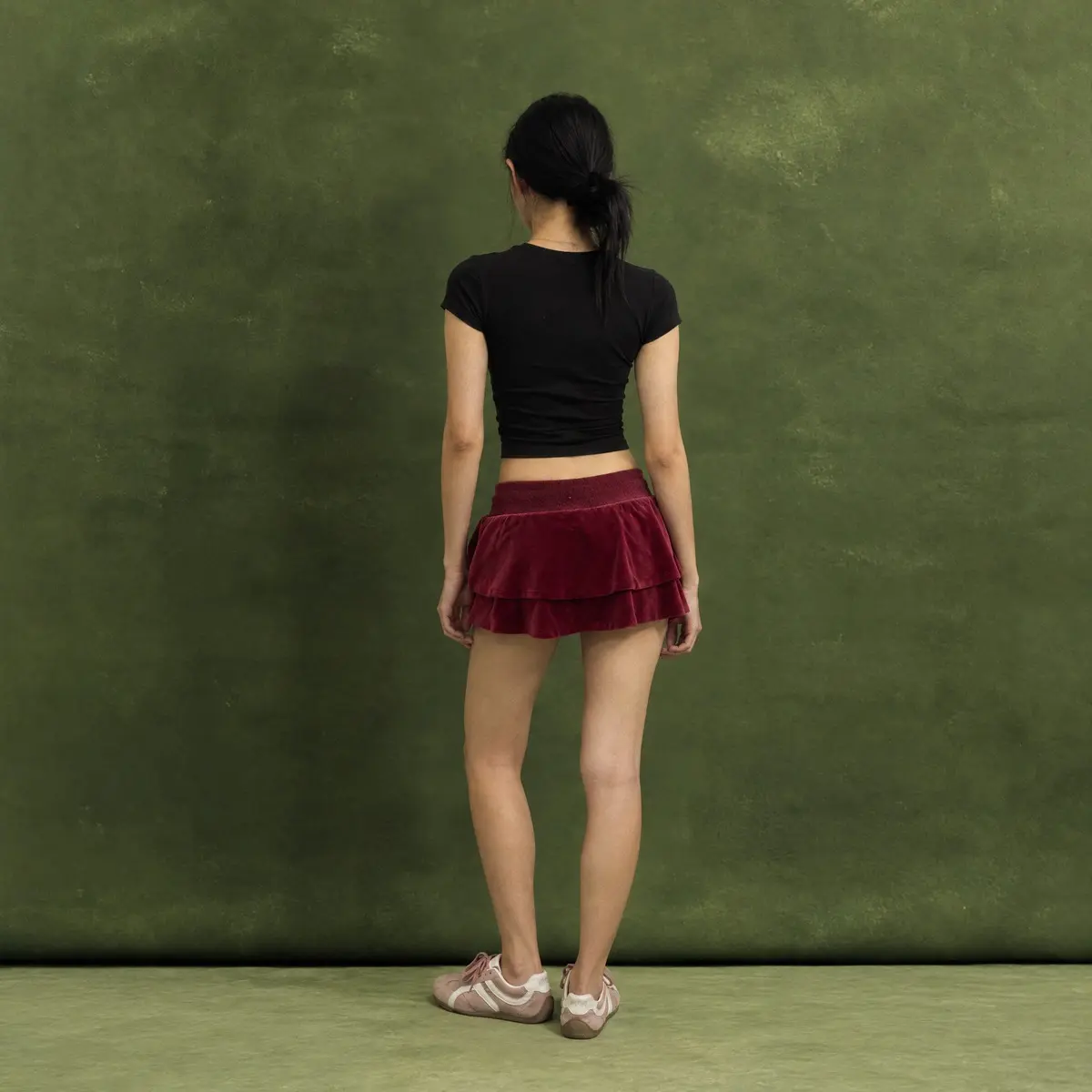 DABUGS Chân váy nhung 2 tầng cạp thấp - Girl Skirt - CV-003