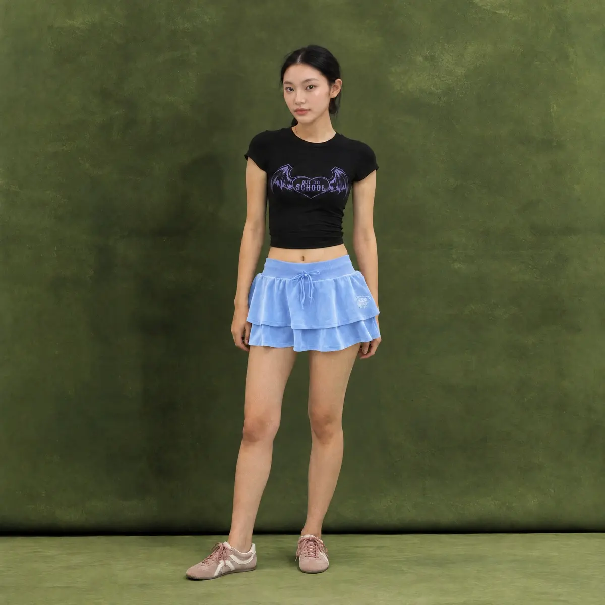 DABUGS Chân váy nhung 2 tầng cạp thấp - Girl Skirt - CV-003