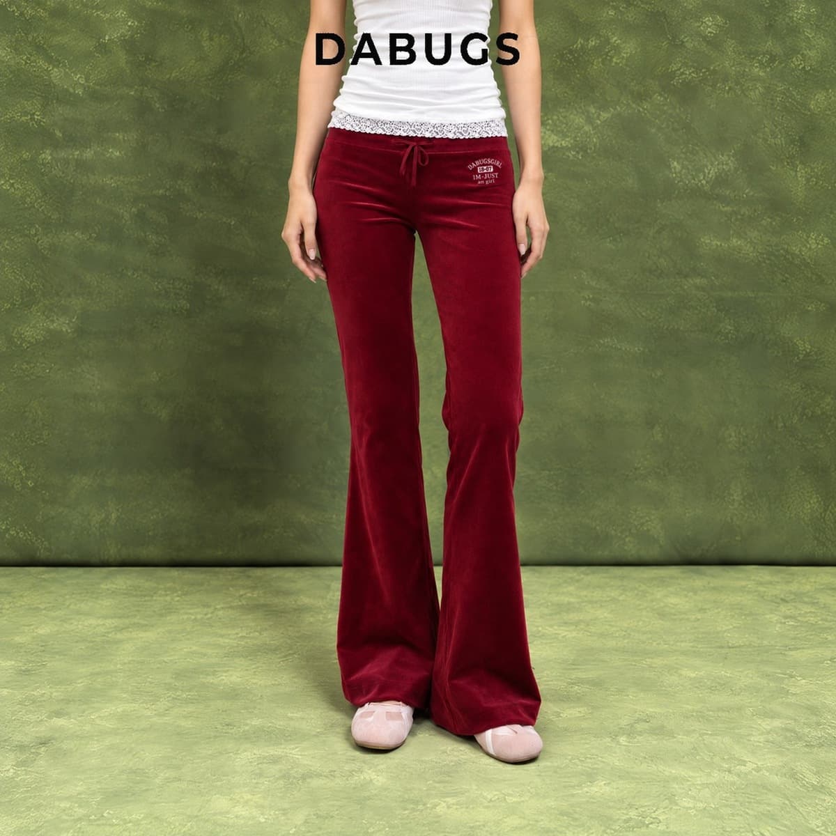 DABUGS Quần nhung ống loe cạp thấp - Girl Pants - QD-004