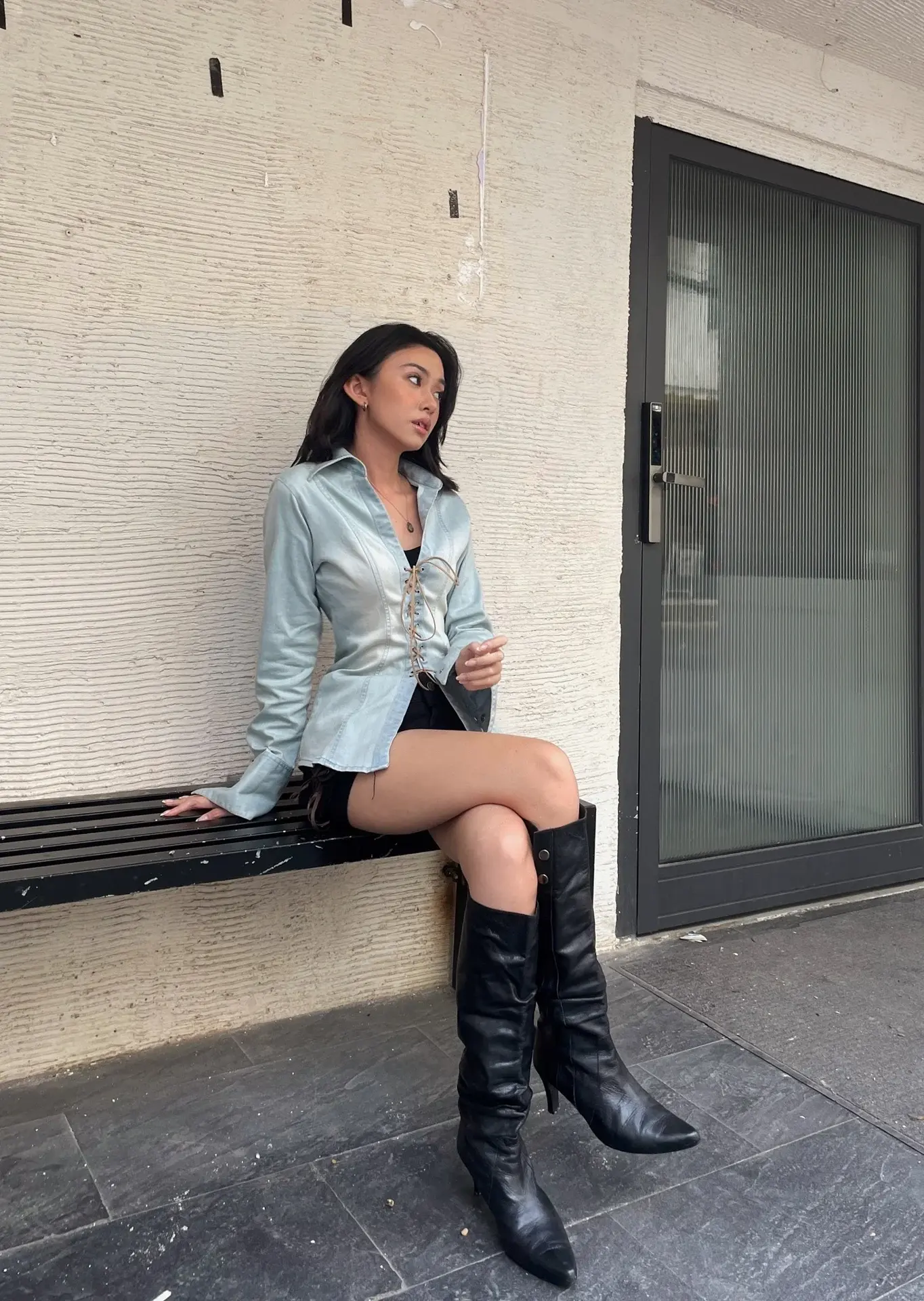 Denim check-in.