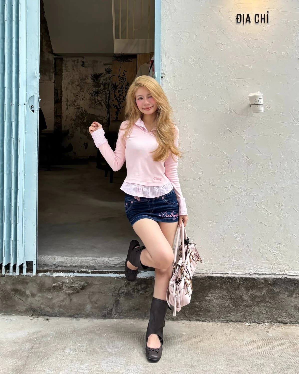 Pink, denim, done.
