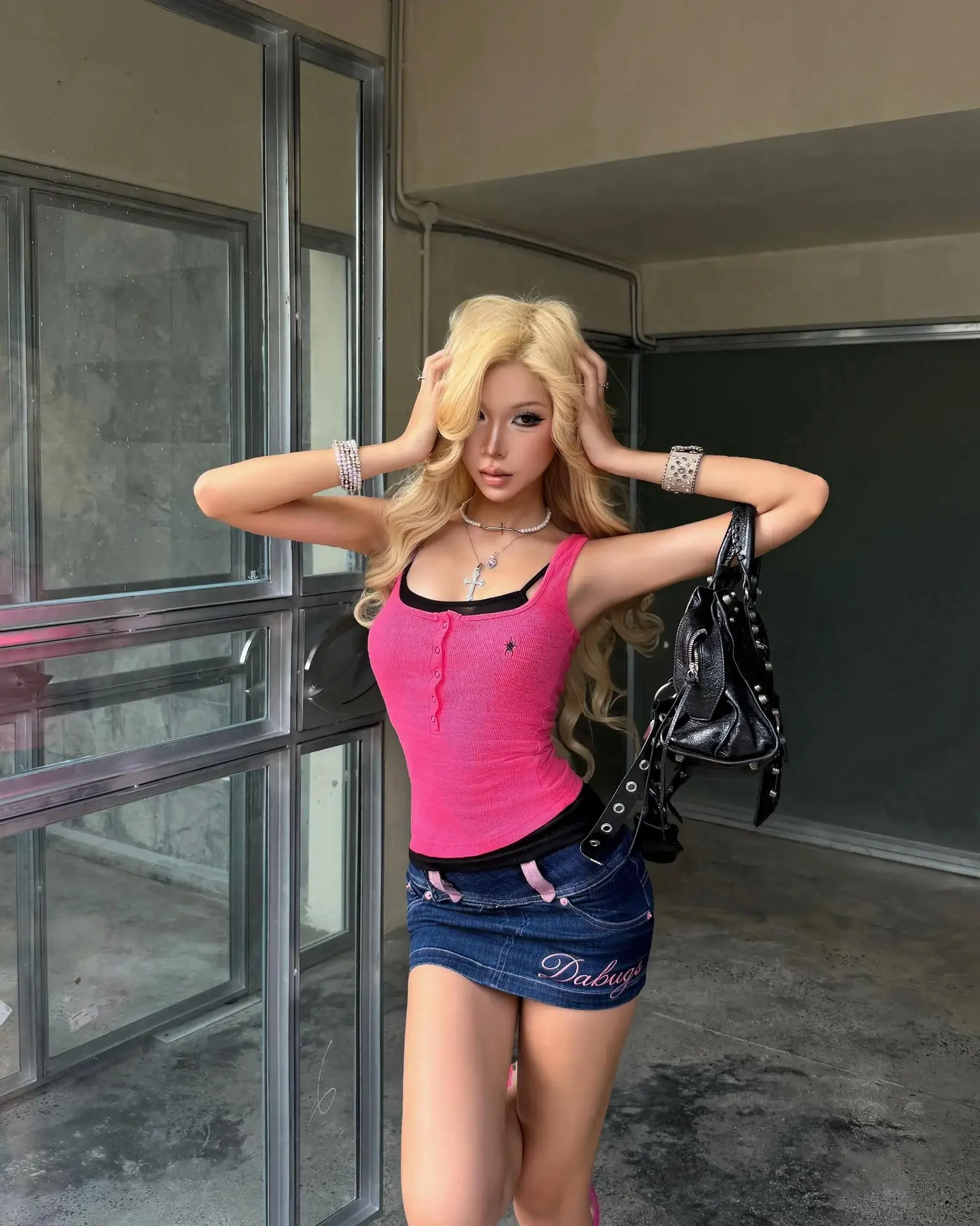Pink, denim, done.