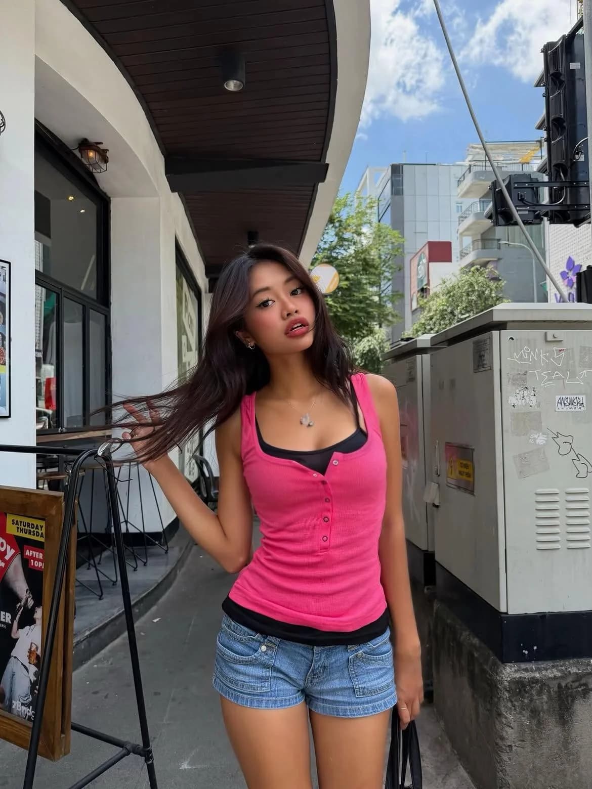 Pink, denim, done.