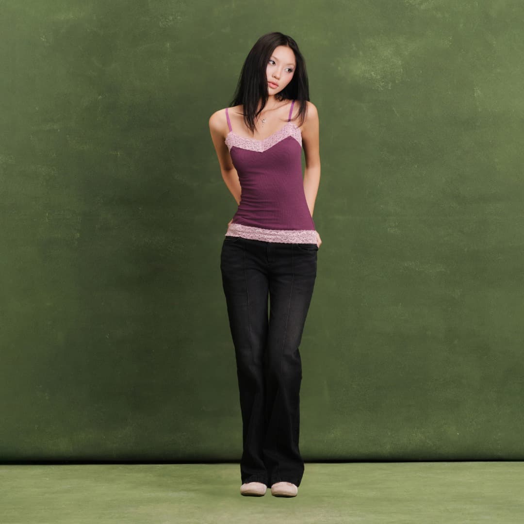 Áo dây thun gân phối ren - Mia Top - A2D-002